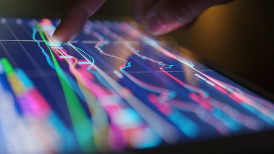 A tablet with colorful data